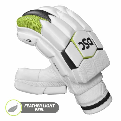 DSC Intense Fury Leather Cricket Batting Gloves, Mens Right (White Black), Standard - Image 2