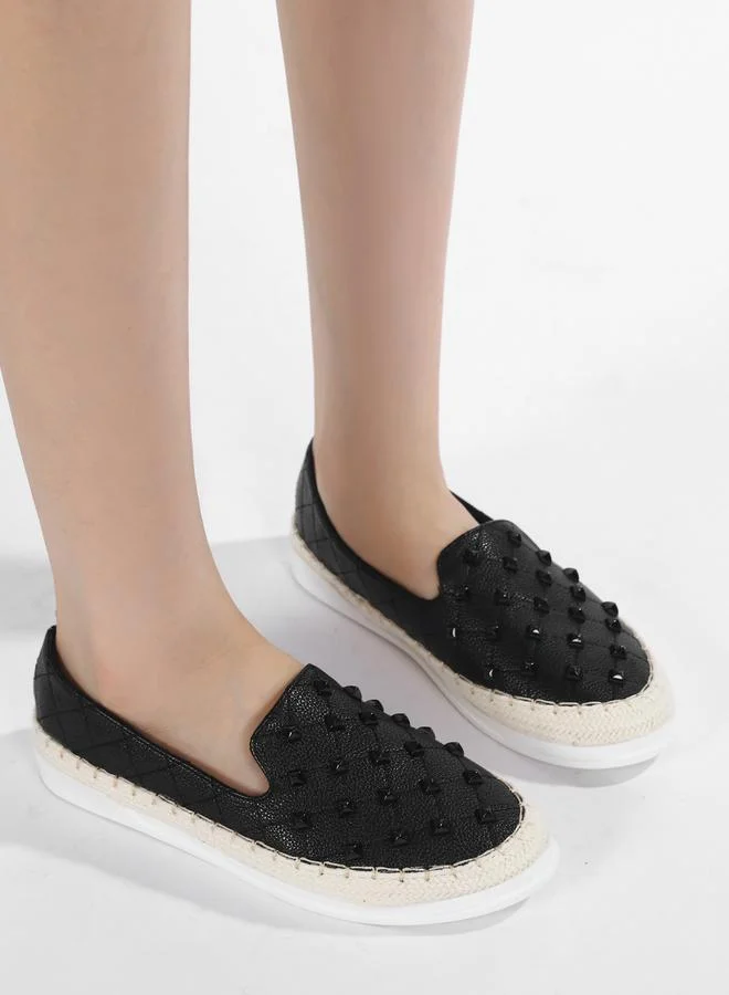 Sneak-a-Peek Sneak-a-Peek Black Studded Espadrilles