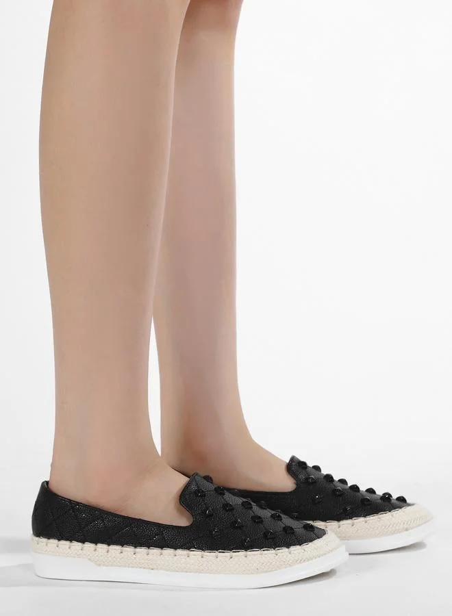 Sneak-a-Peek Sneak-a-Peek Black Studded Espadrilles