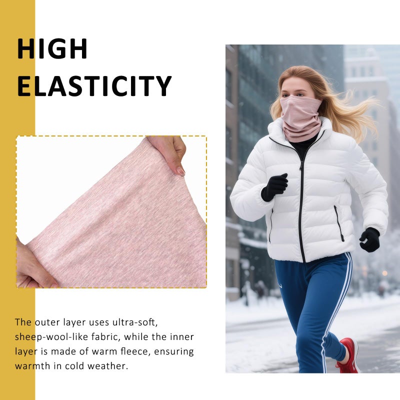 woogwin 2 Pack Winter Neck Gaiter Warmer for Women Men Soft Fleece Neck Warmers Windproof Warm Face Cover Mask Scarf for Cold Weather Skiing Cycling(Black+Pink) - Image 4