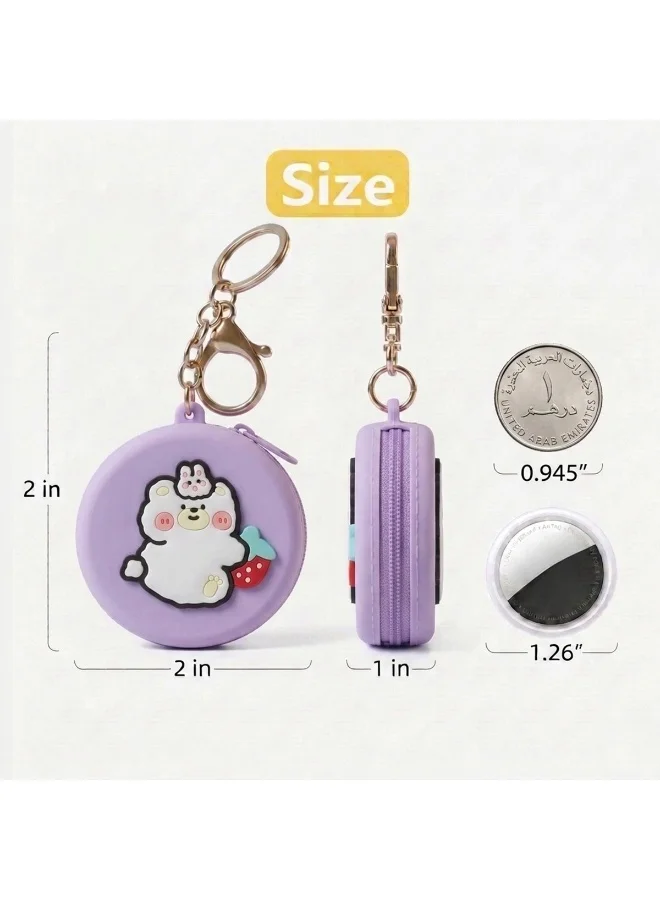 Mobcos Purple Teddy MOBCOS Mini Pouch Keychain – Cute Round Zipper Coin Purse & Multipurpose Mini Storage Bag with Keyring for Coins, Cash, Keys and Small Essentials | Purple Teddy  | Best Price UAE