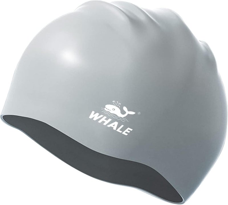 Whale Extra Large Swim Cap for Women Men, Durable Silicone Swimming Hat with Ear Protection, Unisex Adults Bath Swimming Caps for Long Thick Curly Hair & Dreadlocks Braids Weaves Afro Hair - Image 1