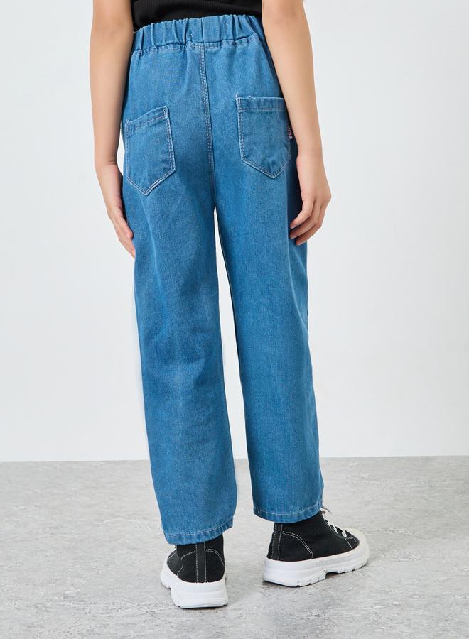 Styli Girls Heart Print Jeans with Pockets - Image 4