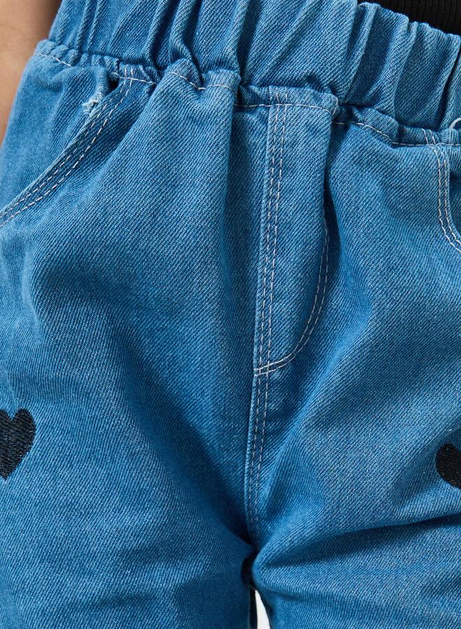 Styli Girls Heart Print Jeans with Pockets - Image 3