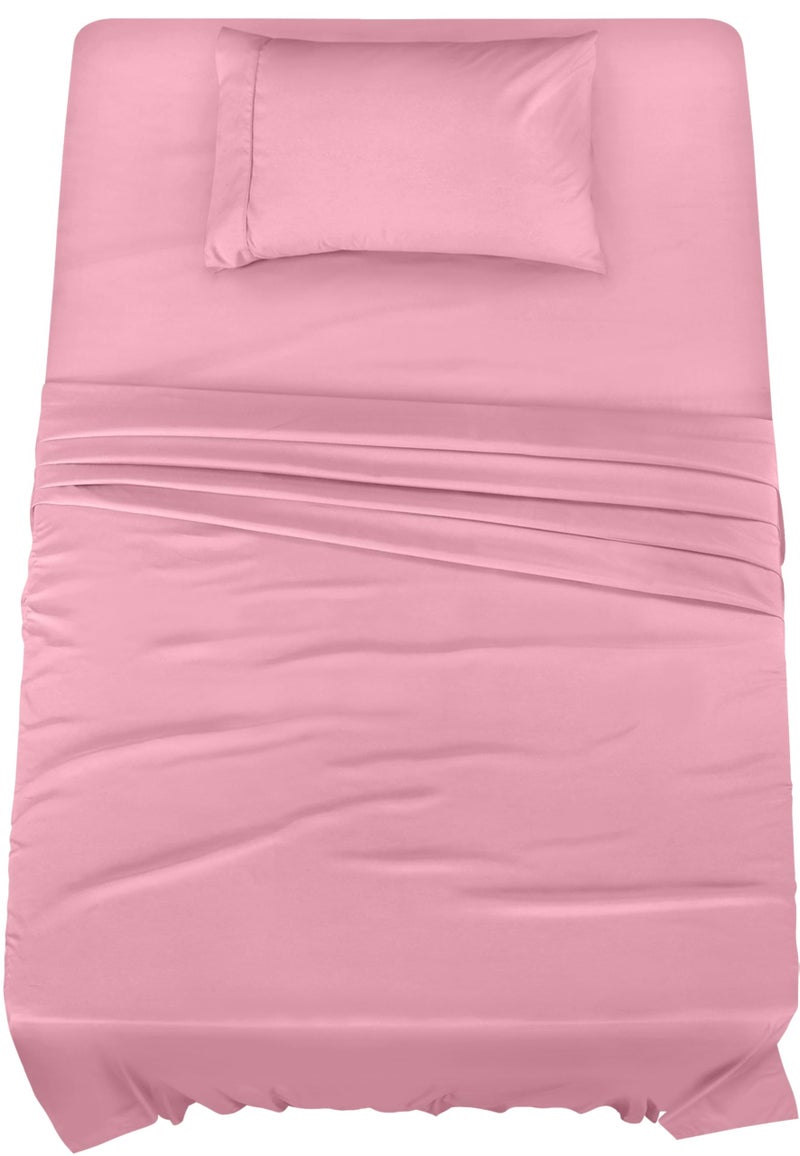Utopia Bedding Twin Bed Sheets Set 3 Piece Bedding Brushed Microfiber Shrinkage and Fade Resistant Easy Care Crystal Pink