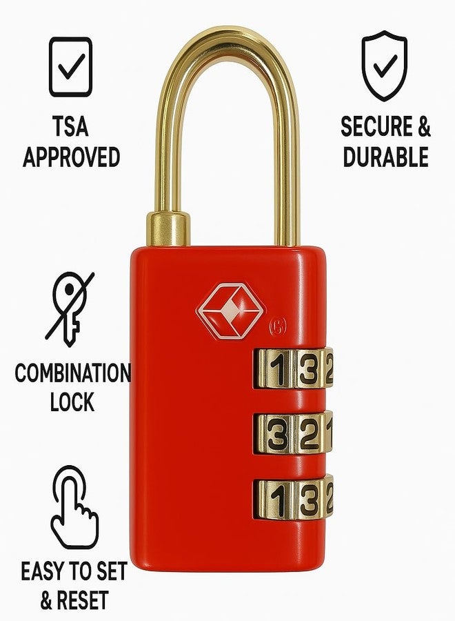 QUIRA 3 Digit Combination Padlocks TSA Approved Travel Lock for Suitcases & Bag (QR-016R) - Image 3