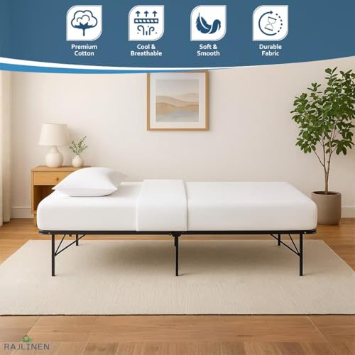 Rajlinen Cot Sheet Set 28" X 75", 4-Piece Premium Cotton Bedding, Deep Pocket Fits Up to 8" Mattress, Perfect for Narrow Twin, RV Bunk, Camp Bed, Folding Cot, Guest Bed, White - Image 2