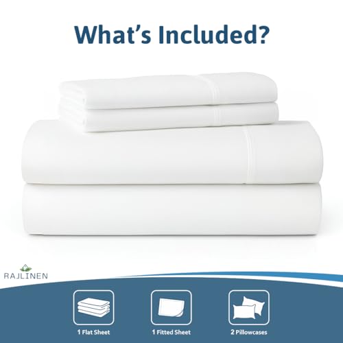 Rajlinen Cot Sheet Set 28" X 75", 4-Piece Premium Cotton Bedding, Deep Pocket Fits Up to 8" Mattress, Perfect for Narrow Twin, RV Bunk, Camp Bed, Folding Cot, Guest Bed, White - Image 3