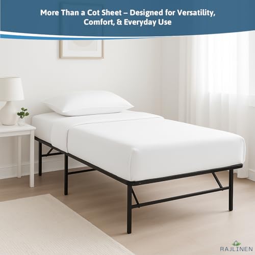 Rajlinen Cot Sheet Set 28" X 75", 4-Piece Premium Cotton Bedding, Deep Pocket Fits Up to 8" Mattress, Perfect for Narrow Twin, RV Bunk, Camp Bed, Folding Cot, Guest Bed, White - Image 4