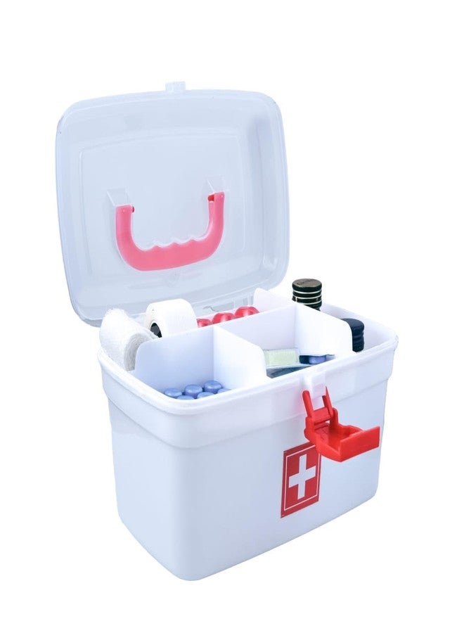 Silver Shark Plastic Medicine Box, First Aid Box, Detachable Tray with Handle, Emergency Indoor Outdoor Medical Utility Cabinet Organizer, Transparent, Portable & Lockable Container, White, Pack of 3 - Image 2