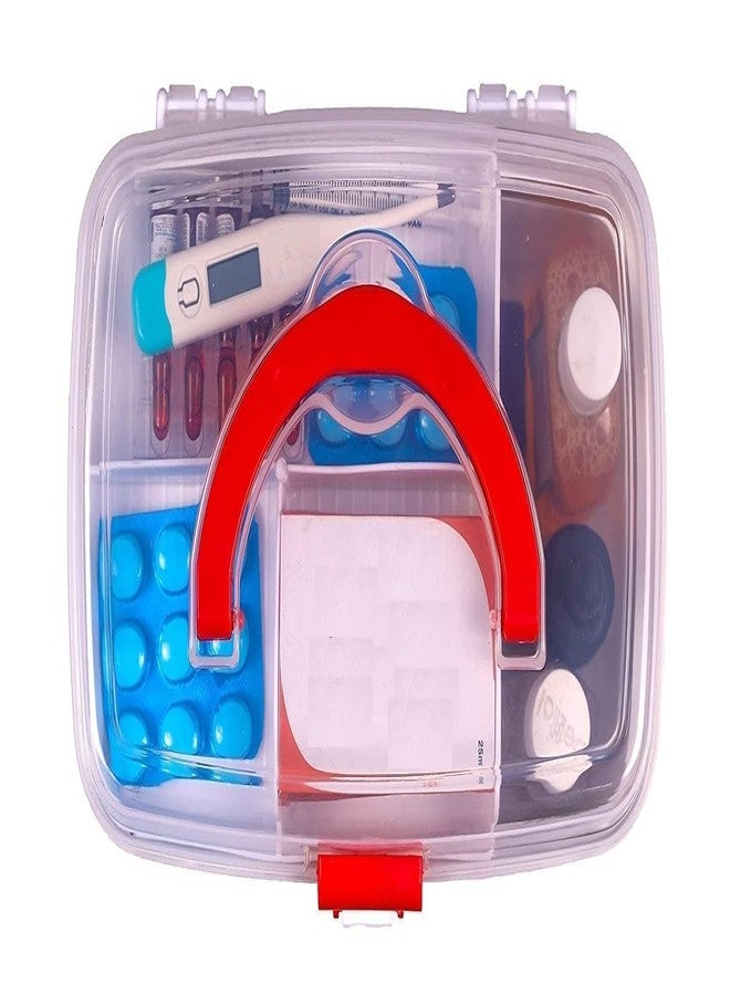 Silver Shark Plastic Medicine Box, First Aid Box, Detachable Tray with Handle, Emergency Indoor Outdoor Medical Utility Cabinet Organizer, Transparent, Portable & Lockable Container, White, Pack of 3 - Image 3