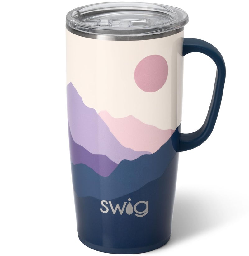 Swig Life 22oz Travel Mug Insulated Tumbler with Handle and Lid Cup Holder Friendly Dishwasher Safe Stainless Steel Travel Coffee Cup Insulated Mug with Lid Moon Shine - Image 2