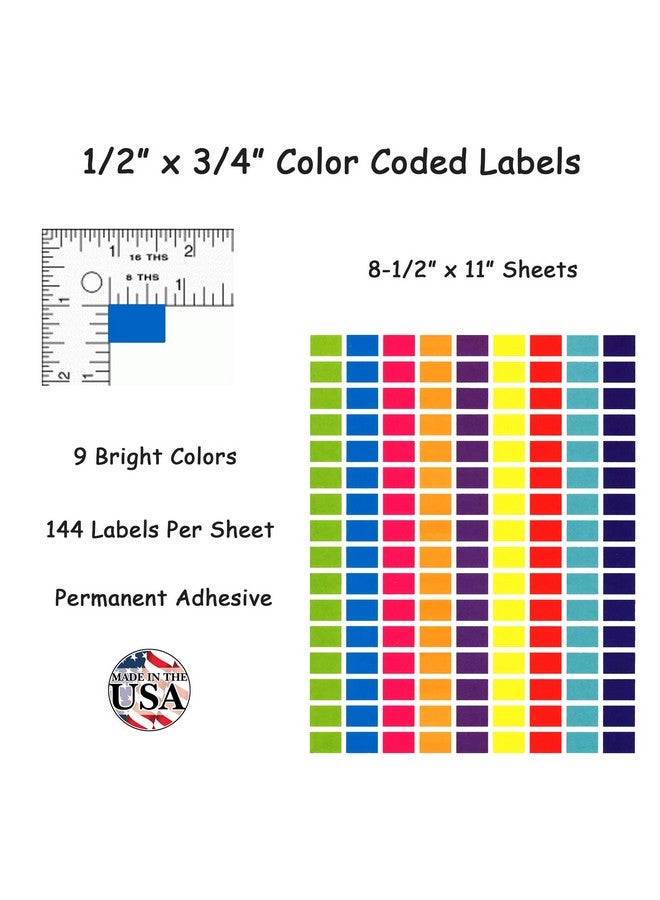 تاج-أه-روم ملصقات ملصقات Tag-A-Room مستطيلة بنقاط ترميز ملونة، مقاس 1/2 بوصة × 3/4 بوصة، 9 ألوان زاهية، ورقة مقاس 8 1/2 بوصة × 11 بوصة (عبوة من 2016 قطعة) - Image 3