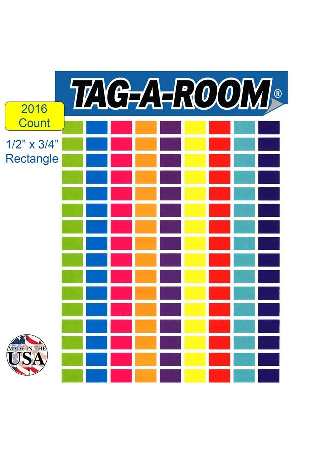 تاج-أه-روم ملصقات ملصقات Tag-A-Room مستطيلة بنقاط ترميز ملونة، مقاس 1/2 بوصة × 3/4 بوصة، 9 ألوان زاهية، ورقة مقاس 8 1/2 بوصة × 11 بوصة (عبوة من 2016 قطعة) - Image 2