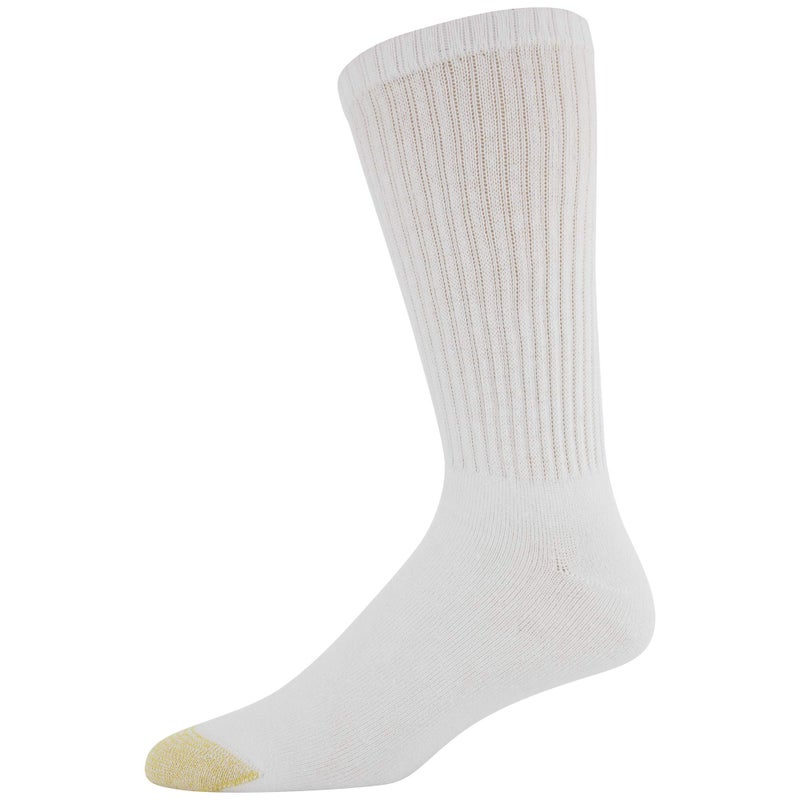 GOLDTOE Men's 656s Cotton Crew Athletic Socks, Multipairs, White (6-Pairs), Large - Image 3