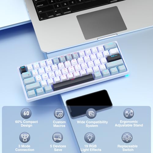 SOLAKAKA SK961 Wireless Mechanical Keyboard with RGB BacklightTriMode BT50Wired24GHz 60 Percent Wireless Gaming KeyboardRed Switch - Image 3