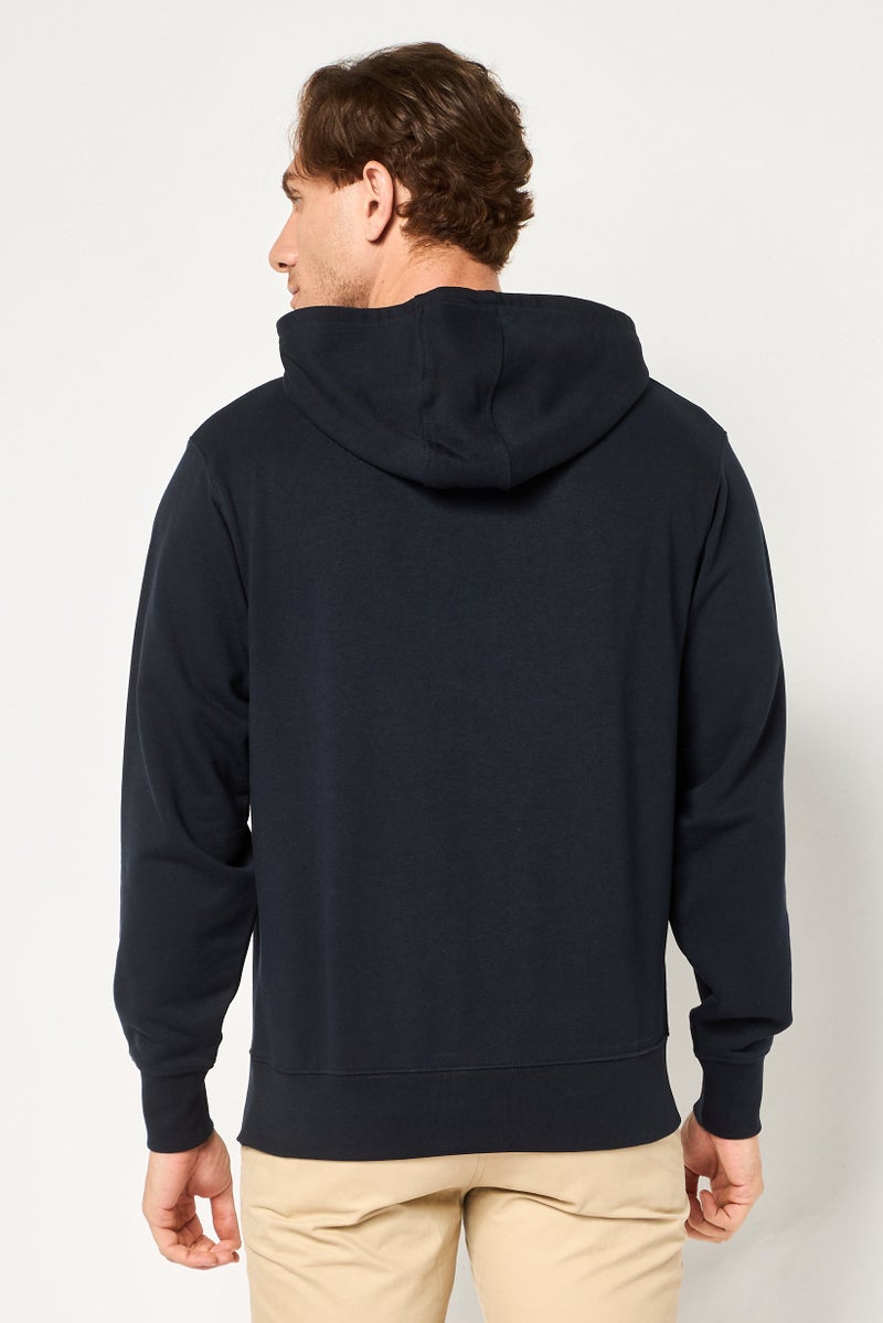 833 POLICE Men Long Sleeves Brand Logo Hoodie, Navy - Image 4