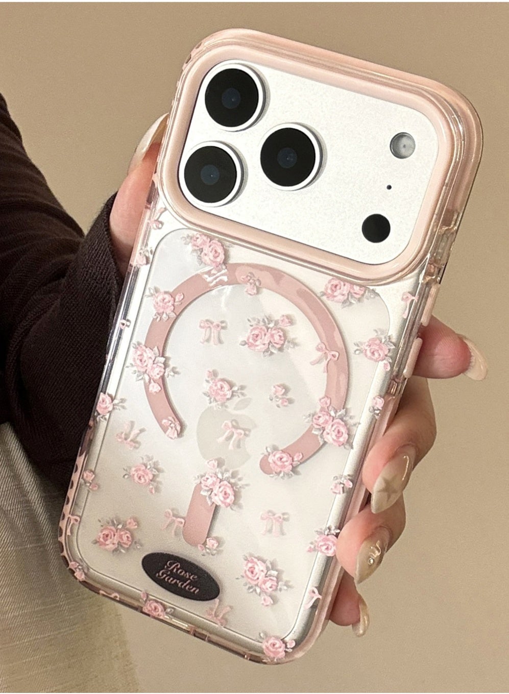 X-level for iPhone 17 Pro Max Case Cute Pink Floral Clear Soft Phone Case Compatible with Magnetic