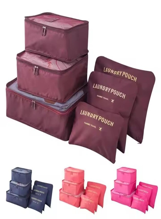 CAVERNSHOP 6-Piece Travel Cloth Organizer Pouch Set - Waterproof Laundry Zipper Bags, High-Capacity Luggage Packing Organizers for Clothes, Portable Multipurpose Tidy Case - Image 1