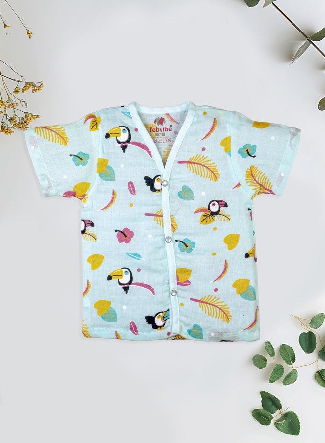 FEBVIBE Baby Muslim Cotton Macaw Pattern Top & Pyjama Set | Soft & Breathable Summer Wear Cloth | Comfortable Collar-Free Jablas Dress for Baby Boys & Girls | Newborn Baby Clothes (06-09 Months) - Image 4