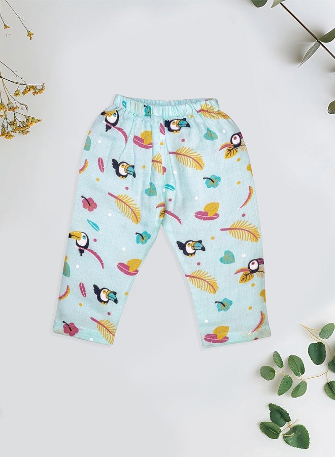 FEBVIBE Baby Muslim Cotton Macaw Pattern Top & Pyjama Set | Soft & Breathable Summer Wear Cloth | Comfortable Collar-Free Jablas Dress for Baby Boys & Girls | Newborn Baby Clothes (06-09 Months) - Image 5