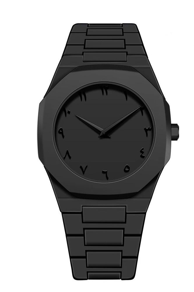 باتون ساعة عربية، ساعة كوارتز رجالية بأرقام عربية، ساعة بتصميم مستقل، هيكل مثمن بسيط، مقاومة للماء حتى 5ATM - هدية مثالية لمحبي الساعات الإسلامية - Image 1