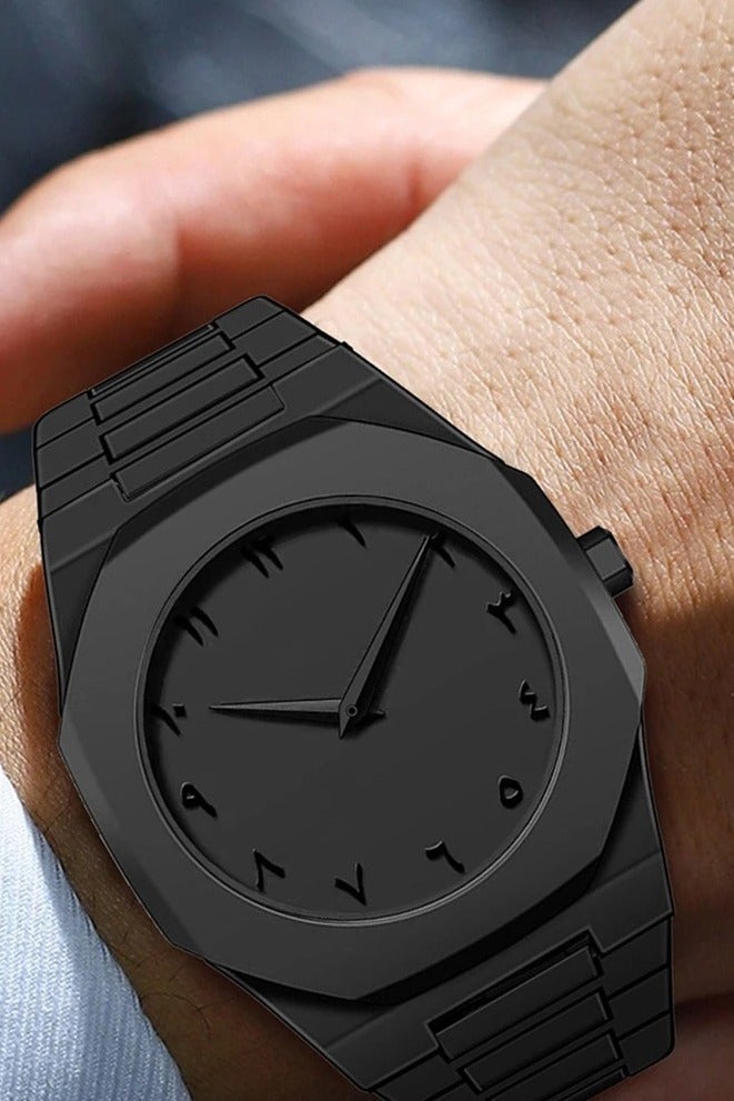 باتون ساعة عربية، ساعة كوارتز رجالية بأرقام عربية، ساعة بتصميم مستقل، هيكل مثمن بسيط، مقاومة للماء حتى 5ATM - هدية مثالية لمحبي الساعات الإسلامية - Image 5