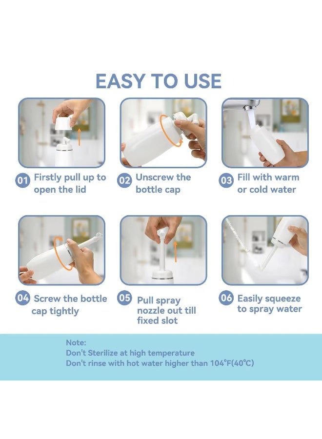 JUNARIS زجاجة bidet محمولة كبيرة بخاخ يدوي للسفر مرحاض شطاف مقعد مقاوم للتسرب، شطاف مناسب للسفر للاستخدام الصحي في الحمامات والمرحاض (وردي) - Image 2