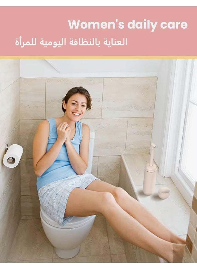 JUNARIS زجاجة bidet محمولة كبيرة بخاخ يدوي للسفر مرحاض شطاف مقعد مقاوم للتسرب، شطاف مناسب للسفر للاستخدام الصحي في الحمامات والمرحاض (وردي) - Image 3