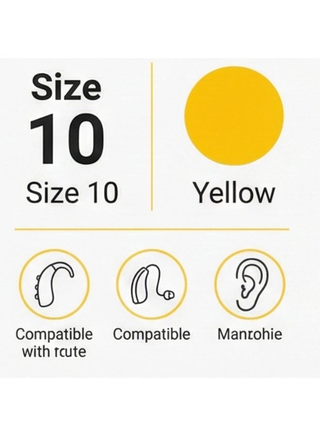 بطارية سماعة الأذن بحجم 10 1.45 فولت زنك هواء (علامة صفراء) - بديل زر PR70 للأجهزة السمعية الرقمية ومكبرات الصوت [عبوة من 6] - طاقة تدوم طويلاً - Image 2