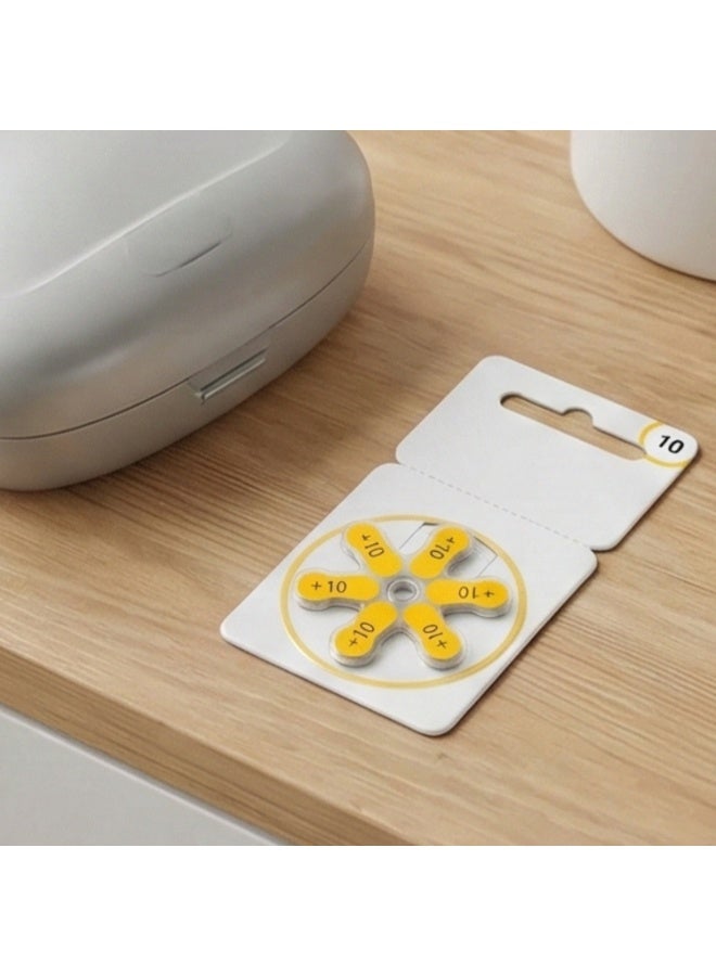 بطارية سماعة الأذن بحجم 10 1.45 فولت زنك هواء (علامة صفراء) - بديل زر PR70 للأجهزة السمعية الرقمية ومكبرات الصوت [عبوة من 6] - طاقة تدوم طويلاً - Image 3