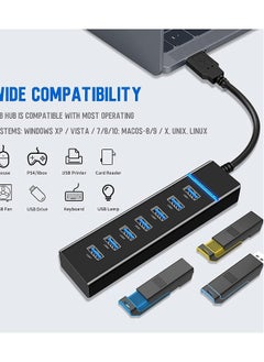 ماركة غير محددة مجموعة USB 3.0 بموصل 7 منافذ مع مؤشر LED، توسيع متعدد الواجهات بسرعة عالية ومحطة محمولة لأجهزة iMac Pro وMacBook Air وMac Mini/Pro وSurface Pro والكمبيوترات الشخصية والكمبيوترات المحمولة.  - Image 4