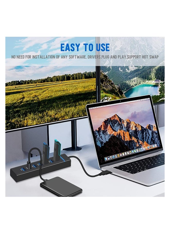 Generic - 7-Port USB 3.0 Hub with LED Indicator, High-Speed Portable Multi-Interface Expansion for iMac Pro, MacBook Air, Mac Mini/Pro, Surface Pro, PC, and Laptops - Image 1