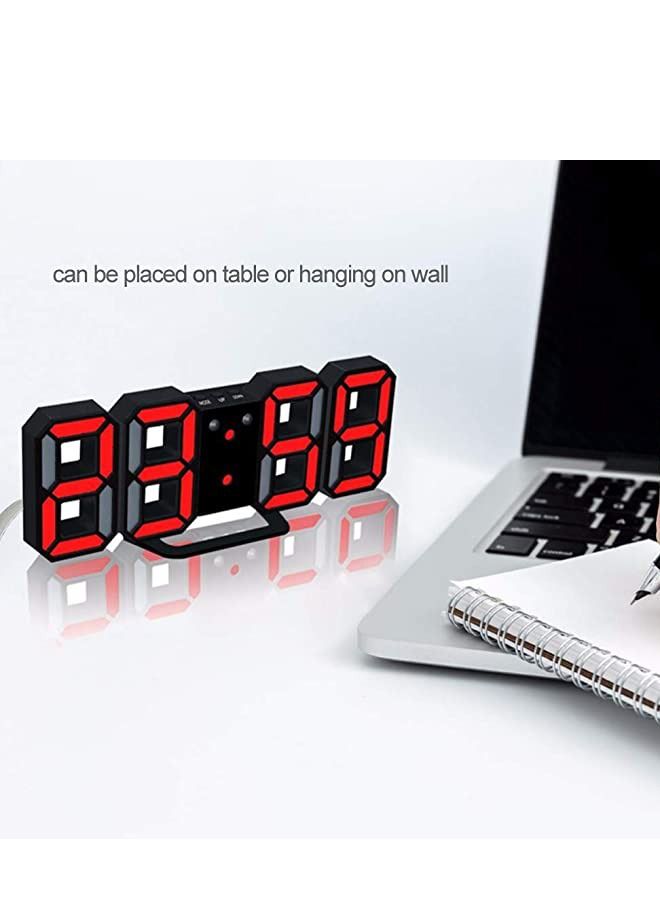 Padom 3D LED Digital Clock Glowing Night Mode Brightness Adjustable Electronic Table Clock 24/12 Hour Display Alarm Clock Wall Hanging - Image 2