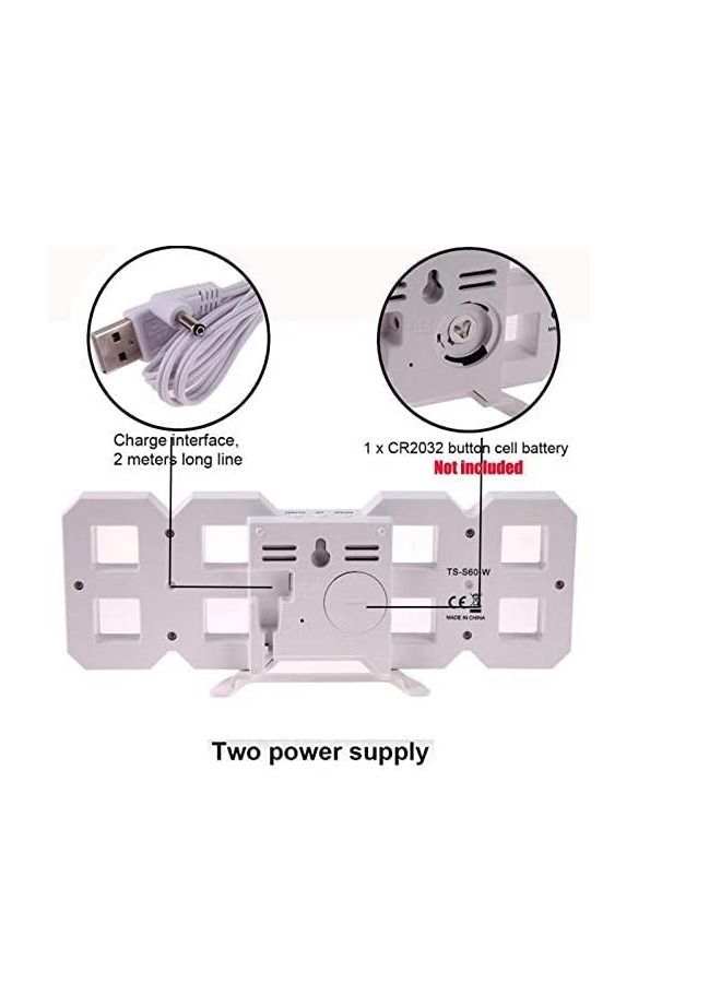 Padom 3D LED Digital Clock Glowing Night Mode Brightness Adjustable Electronic Table Clock 24/12 Hour Display Alarm Clock Wall Hanging - Image 3