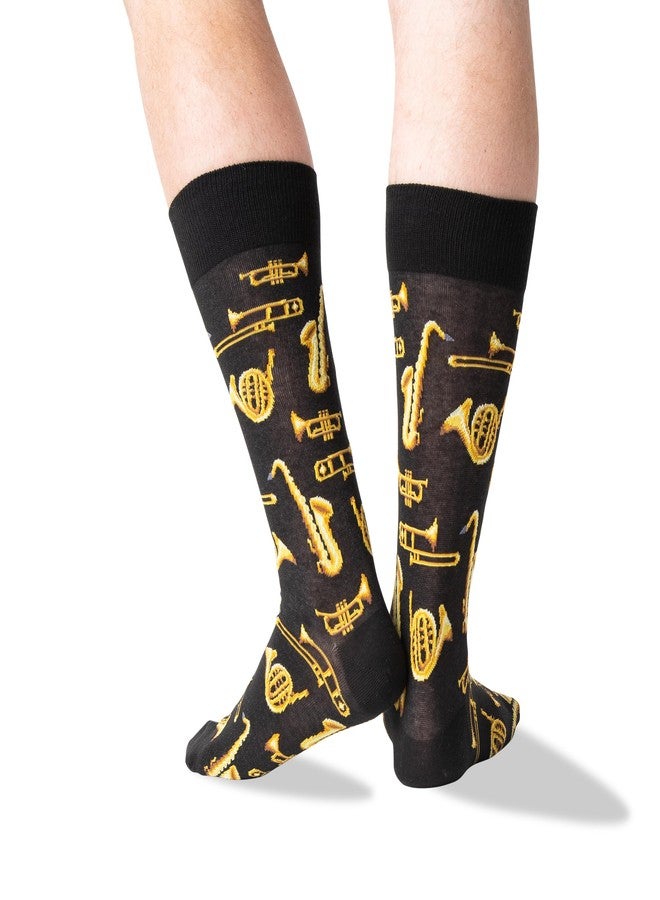 Hot Sox mens Conversation Starter Novelty Fashion Casual Sock, Jazz Instruments (Black), 6 12 US - Image 3