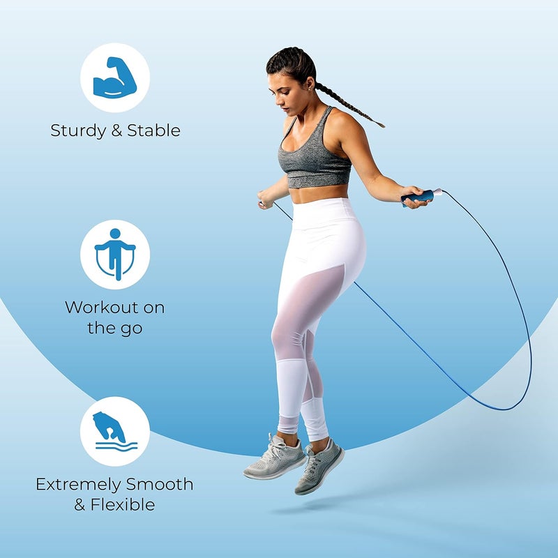 Nivia Ergonomic Jump Rope - Tangle-Free Skipping Rope for Speed Jumping, Boxing, and Cardio (Blue) | Speed Training Rope for Cardio, Boxing, Fitness and Conditioning - Image 4