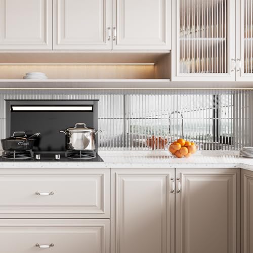 Diflart Mirror Peel and Stick Tile, 1.8 x 11.8 Inch, Beveled Mirror Backsplash Tiles for Kitchen Bathroom Bar Accent Wall, Pack of 5 Sheets (Silver, 1.18x11.8 Inch) - Image 2