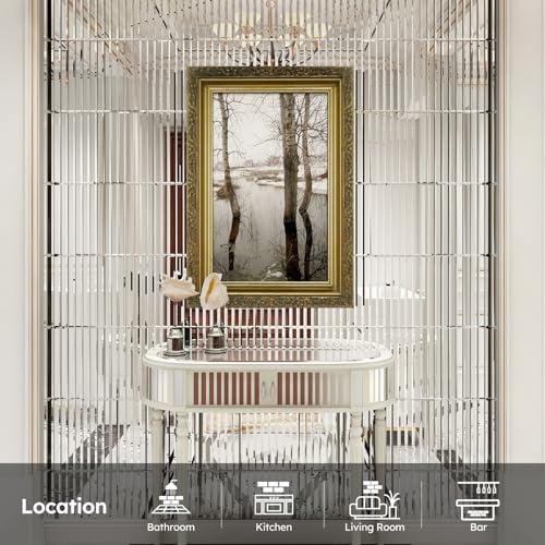 Diflart Mirror Peel and Stick Tile, 1.8 x 11.8 Inch, Beveled Mirror Backsplash Tiles for Kitchen Bathroom Bar Accent Wall, Pack of 5 Sheets (Silver, 1.18x11.8 Inch) - Image 5