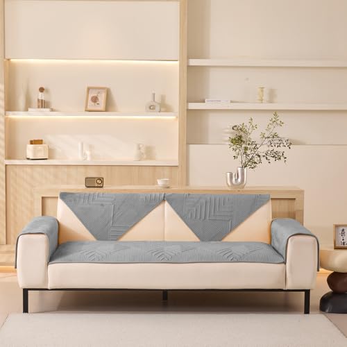 House of Quirk Sofa Covers Velvet Herringbone Chenille Fabric Furniture Protector 1/2/3/4 Seater Sofa Cover Slipcovers Anti-Slip Stretch Seat Mat (One Seater, Camel, 70x70cm) - Image 2
