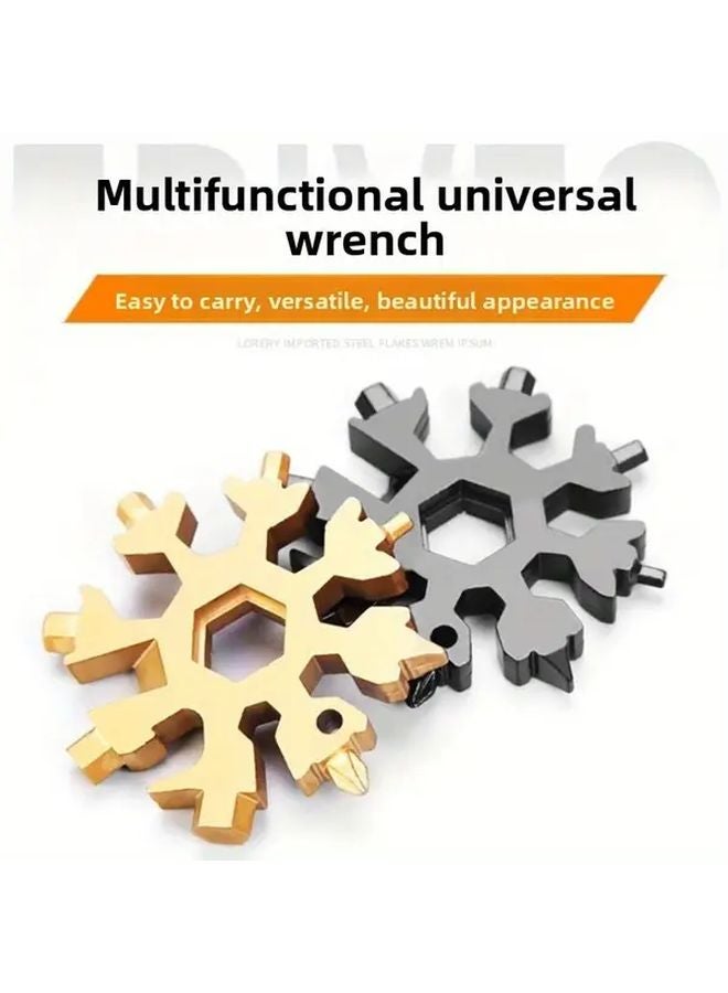 18 In 1 Multi Functional Snowflake Wrench Golden Stainless Steel Hex Key Set - Image 4