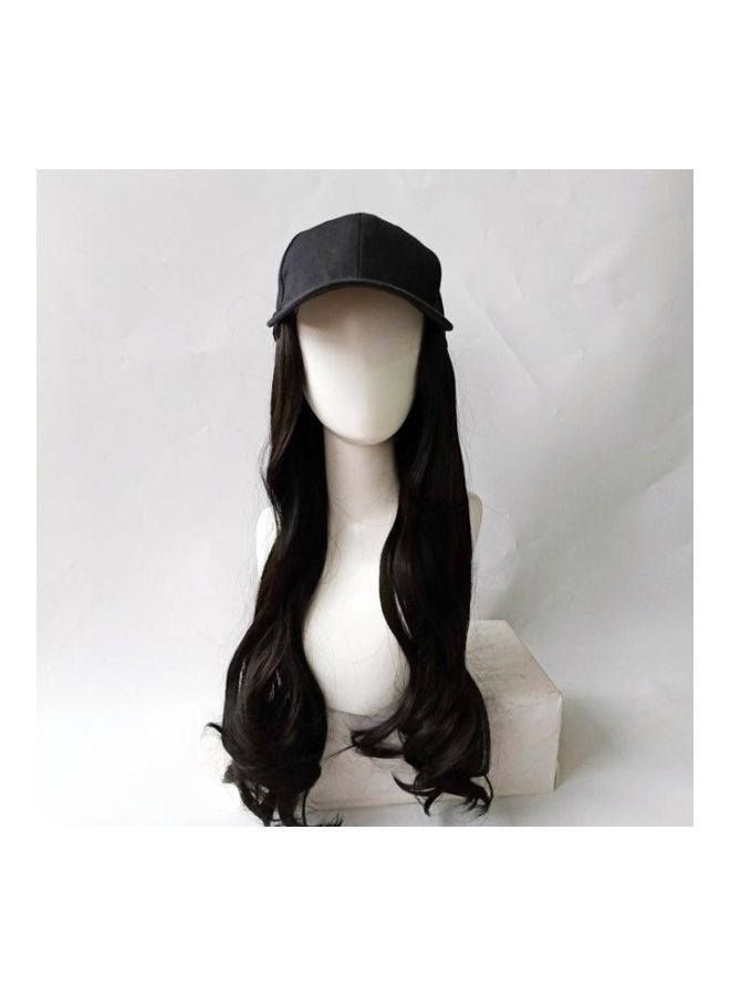 BGM Hat Big Curve Wig One-Piece Long Curly Chemical Fiber Headgear for Women Black 50cm - Image 2