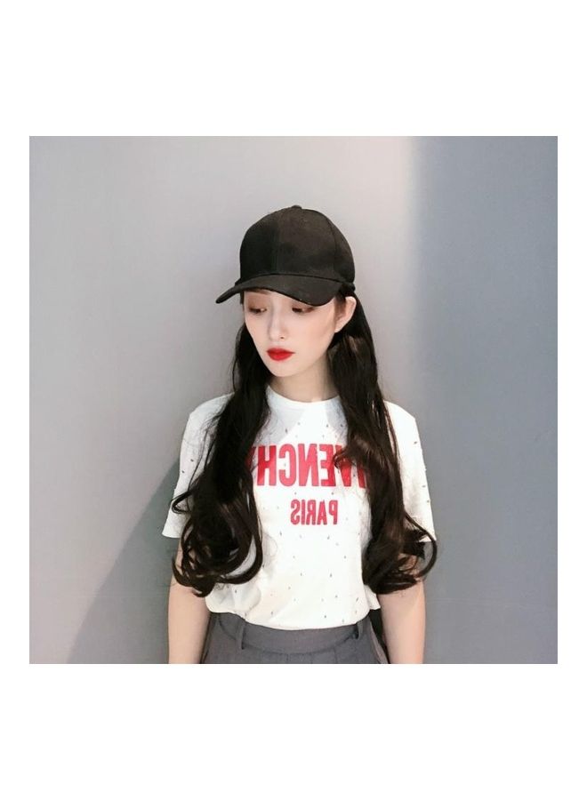 BGM Hat Big Curve Wig One-Piece Long Curly Chemical Fiber Headgear for Women Black 50cm - Image 1