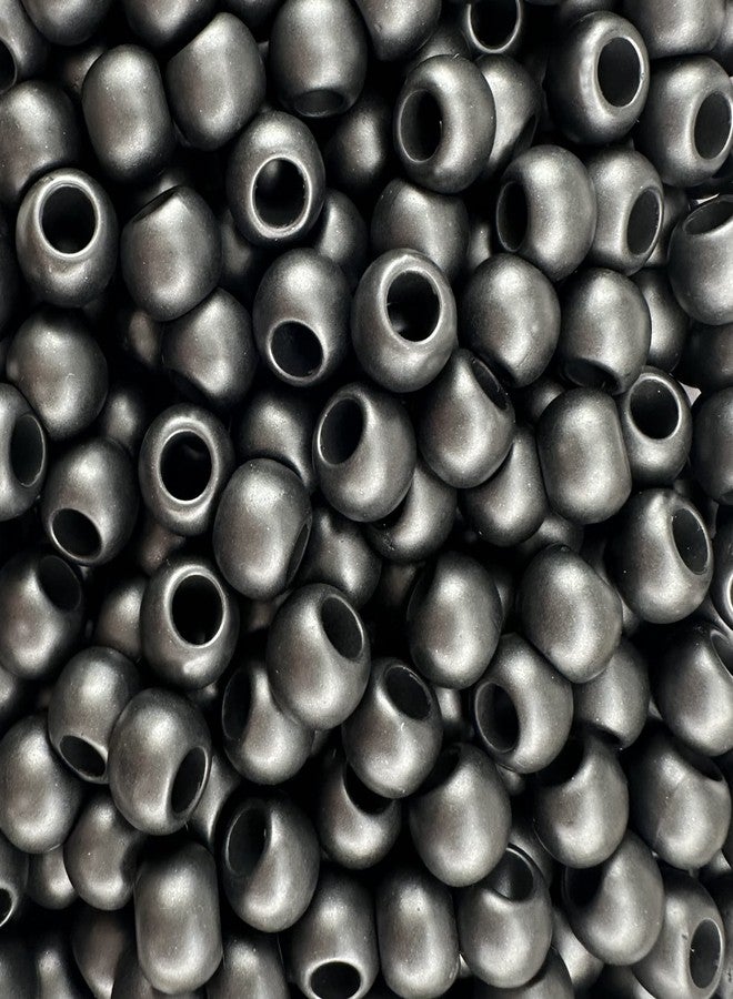 Craft Making Shop 125 Acrylic Beads 10mm with 4.8mm Large Hole, Matte Black - Image 1