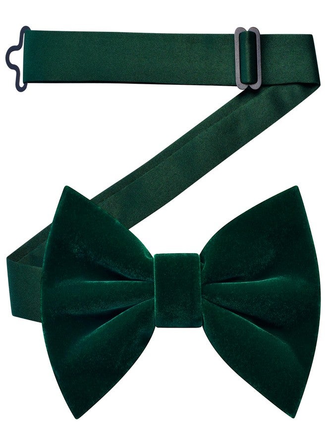 Branduce Dark Green Bow Tie for Men Pre-tied Adjustable Velvet Emerald Green Bowties for Wedding Party (BB13-21) - Image 3