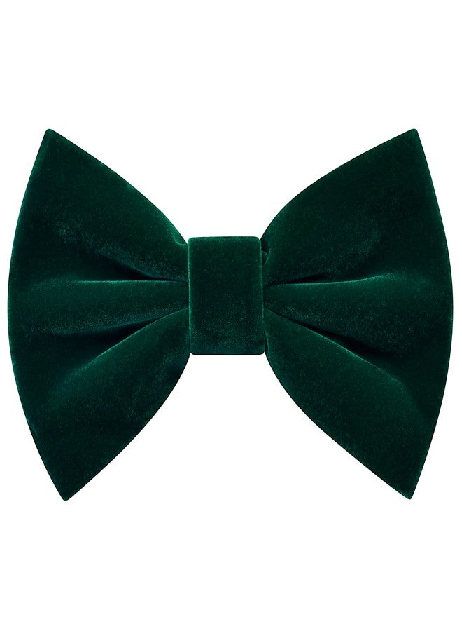 Branduce Dark Green Bow Tie for Men Pre-tied Adjustable Velvet Emerald Green Bowties for Wedding Party (BB13-21) - Image 1