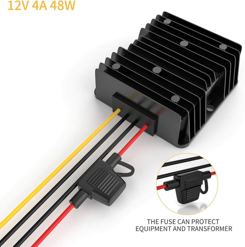 THLY 12V DC Voltage Stabilizer, 4A 48W Surge Protector with Fuse, Waterproof Regulator for Vehicles and Solar Systems - Image 2
