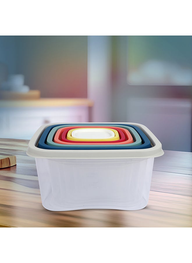 Feelings FEELINGS  FOOD CONTAINER PLASTIC SQUARE W/ RAINBOW LIDS 7 SET  - Image 4