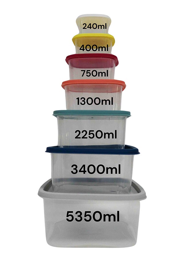 Feelings FEELINGS  FOOD CONTAINER PLASTIC SQUARE W/ RAINBOW LIDS 7 SET  - Image 5