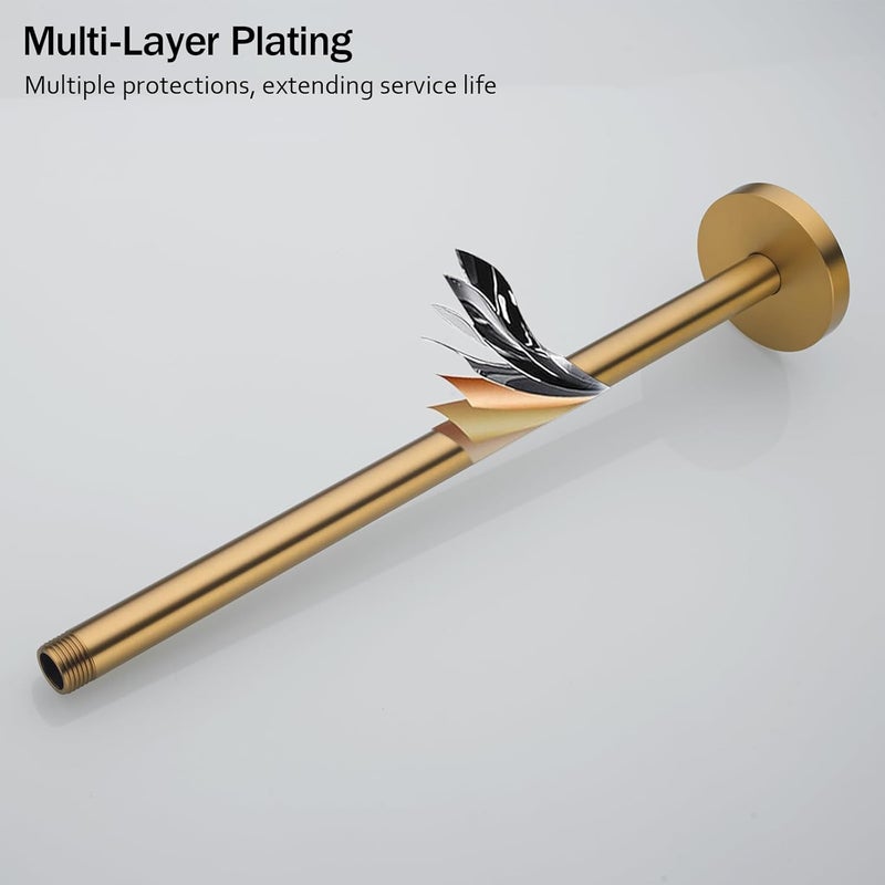 Random Champagne Bronze Shower Arm with Flange 16 Inches Ceiling Mount Shower Head Extension Straight Arm Ceiling-Mounted For Fixed Shower Head. RD-91038-16CB - Image 4